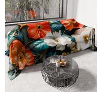 PETTI Artigiani Italiani - Drap de Protection en Microfibre Multi-Usage Anti-Taches 260x270 cm, Housse de Canapé, Couvre Lit, Couverture de Canape, Floral 05 18, 100% Made in Italy