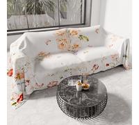 PETTI Artigiani Italiani - Drap de Protection en Microfibre Multi-Usage Anti-Taches 260x270 cm, Housse de Canapé, Couvre Lit, Couverture de Canape, Floral 06, 100% Made in Italy