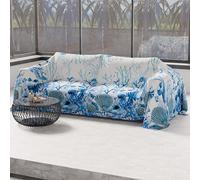 PETTI Artigiani Italiani - Drap de Protection en Microfibre Multi-Usage Anti-Taches 260x270 cm, Housse de Canapé, Couvre Lit, Couverture de Canape, Corail Bleu, 100% Made in Italy