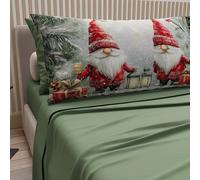PETTI Artigiani Italiani - Draps Noël 1 Place, Ensemble de Lit en Coton avec Taie d’Oreiller, Impression Digitale, Motif GNOME 02 Vert, 100% Fabriqué en Italie