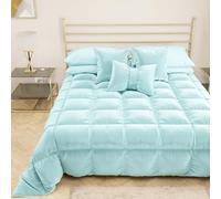 PETTI Artigiani Italiani Édredon en velours doux et chaud 350 g/m², pour lit simple, double face, 160 x 260 cm, bleu clair, 100 % fabriqué en Italie