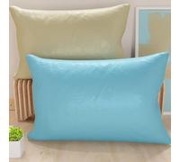 PETTI Artigiani Italiani - Lot de 2 Taies d'oreiller de Lit 145x40 cm, Housses de Coussin Unies Double Face Taupe et Bleu Ciel, Taie Oreiller 100% Microfibre, Fabriqué en Italie