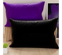 PETTI Artigiani Italiani - Lot de 2 Taies d'oreiller de Lit 145x40 cm, Housses de Coussin Unies Double Face Noir et Violet, Taie Oreiller 100% Microfibre, Fabriqué en Italie