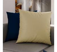 PETTI Artigiani Italiani - Lot de 2 Taies d'oreiller de Lit 30x30 cm, Housses de Coussin Unies Double Face Bleu et Taupe, Taie Oreiller 100% Microfibre, Fabriqué en Italie