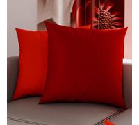 PETTI Artigiani Italiani - Lot de 2 Taies d'oreiller de Lit 30x30 cm, Housses de Coussin Unies Double Face Rouge et Bordeaux, Taie Oreiller 100% Microfibre, Fabriqué en Italie