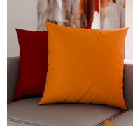 PETTI Artigiani Italiani - Lot de 2 Taies d'oreiller de Lit 40x40 cm, Housses de Coussin Unies Double Face Orange Rouge, Taie Oreiller 100% Microfibre Hypoallergénique