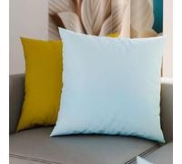 PETTI Artigiani Italiani - Lot de 2 Taies d'oreiller de Lit 40x40 cm, Housses de Coussin Unies Double Face Bleu Ciel Jaune, Taie Oreiller 100% Microfibre Hypoallergénique