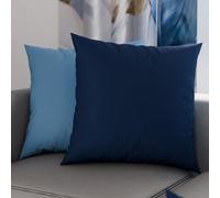 PETTI Artigiani Italiani - Lot de 2 Taies d'oreiller de Lit 45x45 cm, Housses de Coussin Unies Double Face Bleu Ciel Bleu Nuit, Taie Oreiller 100% Microfibre Hypoallergénique