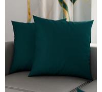 PETTI Artigiani Italiani - Lot de 2 Taies d'oreiller de Lit 50x50 cm, Housses de Coussin Unies Couleur Bleu Canard, Taie Oreiller 100% Microfibre Hypoallergénique
