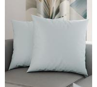 PETTI Artigiani Italiani - Lot de 2 Taies d'oreiller de Lit 50x50 cm, Housses de Coussin Unies Couleur Céleste, Taie Oreiller 100% Microfibre Hypoallergénique, Fabriqué en Italie