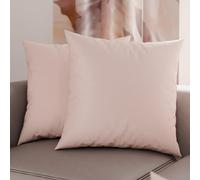 PETTI Artigiani Italiani - Lot de 2 Taies d'oreiller de Lit 50x50 cm, Housses de Coussin Unies Couleur Poudre Claire, Taie Oreiller 100% Microfibre Hypoallergénique, Fabriqué en Italie