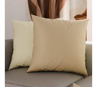 PETTI Artigiani Italiani - Lot de 2 Taies d'oreiller de Lit 50x50 cm, Housses de Coussin Unies Double Face Crème Taupe, Taie Oreiller 100% Microfibre Hypoallergénique