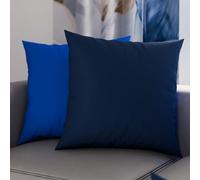 PETTI Artigiani Italiani - Lot de 2 Taies d'oreiller de Lit 50x50 cm, Housses de Coussin Unies Double Face Bleu électrique Bleu Nuit, Taie Oreiller 100% Microfibre Hypoallergénique