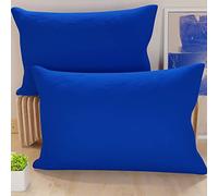 PETTI Artigiani Italiani - Lot de 2 Taies d'oreiller de Lit 50x70 cm, Housses de Coussin Unies Couleur Bleu Électrique, Taie Oreiller 100% Microfibre Hypoallergénique, Fabriqué en Italie