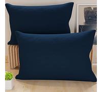 PETTI Artigiani Italiani - Lot de 2 Taies d'oreiller de Lit 50x70 cm, Housses de Coussin Unies Couleur Bleu Nuit, Taie Oreiller 100% Microfibre Hypoallergénique, Fabriqué en Italie