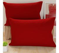 PETTI Artigiani Italiani - Lot de 2 Taies d'oreiller de Lit 50x70 cm, Housses de Coussin Unies Couleur Bordeaux, Taie Oreiller 100% Microfibre Hypoallergénique, Fabriqué en Italie