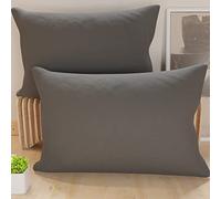 PETTI Artigiani Italiani - Lot de 2 Taies d'oreiller de Lit 50x70 cm, Housses de Coussin Unies Couleur Gris Foncé, Taie Oreiller 100% Microfibre Hypoallergénique, Fabriqué en Italie