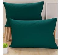 PETTI Artigiani Italiani - Lot de 2 Taies d'oreiller de Lit 60x40 cm, Housses de Coussin Unies Couleur Bleu Canard, Taie Oreiller 100% Microfibre Hypoallergénique