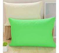 PETTI Artigiani Italiani - Lot de 2 Taies d'oreiller de Lit 60x40 cm, Housses de Coussin Unies Double Face Vert Pomme Crème, Taie Oreiller 100% Microfibre Hypoallergénique
