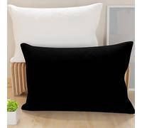 PETTI Artigiani Italiani - Lot de 2 Taies d'oreiller de Lit 60x40 cm, Housses de Coussin Unies Double Face Blanc Noir, Taie Oreiller 100% Microfibre Hypoallergénique