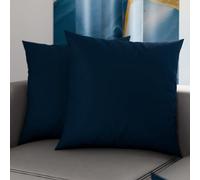 PETTI Artigiani Italiani - Lot de 2 Taies d'oreiller de Lit 60x60 cm, Housses de Coussin Unies Couleur Bleu Nuit, Taie Oreiller 100% Microfibre Hypoallergénique, Fabriqué en Italie