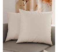 PETTI Artigiani Italiani - Lot de 2 Taies d'oreiller de Lit 60x60 cm, Housses de Coussin Unies Couleur Crème, Taie Oreiller 100% Microfibre Hypoallergénique, Fabriqué en Italie
