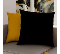 PETTI Artigiani Italiani - Lot de 2 Taies d'oreiller de Lit 60x60 cm, Housses de Coussin Unies Double Face Jaune Ocre et Noir, Taie Oreiller 100% Microfibre, Fabriqué en Italie