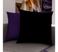 PETTI Artigiani Italiani - Lot de 2 Taies d'oreiller de Lit 60x60 cm, Housses de Coussin Unies Double Face Noir et Violet, Taie Oreiller 100% Microfibre, Fabriqué en Italie