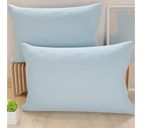 PETTI Artigiani Italiani - Lot de 2 Taies d'oreiller de Lit 70x40 cm, Housses de Coussin Unies Couleur Céleste, Taie Oreiller 100% Microfibre Hypoallergénique, Fabriqué en Italie