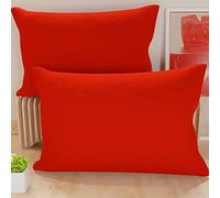 PETTI Artigiani Italiani - Lot de 2 Taies d'oreiller de Lit 70x40 cm, Housses de Coussin Unies Couleur Rouge, Taie Oreiller 100% Microfibre Hypoallergénique, Fabriqué en Italie
