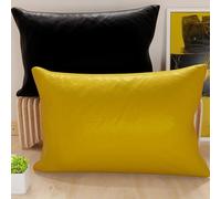 PETTI Artigiani Italiani - Lot de 2 Taies d'oreiller de Lit 70x40 cm, Housses de Coussin Unies Double Face Jaune Ocre et Noir, Taie Oreiller 100% Microfibre, Fabriqué en Italie
