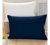 PETTI Artigiani Italiani - Lot de 2 Taies d'oreiller de Lit 70x50 cm, Housses de Coussin Unies Double Face Bleu Nuit Blanc, Taie Oreiller 100% Microfibre Hypoallergénique