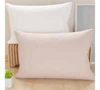 PETTI Artigiani Italiani - Lot de 2 Taies d'oreiller de Lit 70x50 cm, Housses de Coussin Unies Double Face Rose Poudré Blanc, Taie Oreiller 100% Microfibre Hypoallergénique