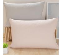 PETTI Artigiani Italiani - Lot de 2 Taies d'oreiller de Lit 70x50 cm, Housses de Coussin Unies Double Face Rose Poudré Gris Clair, Taie Oreiller 100% Microfibre Hypoallergénique