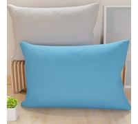 PETTI Artigiani Italiani - Lot de 2 Taies d'oreiller de Lit 80x50 cm, Housses de Coussin Unies Double Face Bleu Ciel Gris Clair, Taie Oreiller 100% Microfibre Hypoallergénique