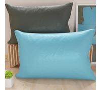 PETTI Artigiani Italiani - Lot de 2 Taies d'oreiller de Lit 80x50 cm, Housses de Coussin Unies Double Face Bleu Ciel et Gris, Taie Oreiller 100% Microfibre, Fabriqué en Italie