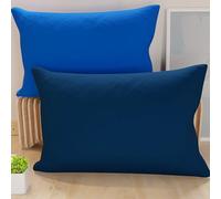 PETTI Artigiani Italiani - Lot de 2 Taies d'oreiller de Lit 80x50 cm, Housses de Coussin Unies Double Face Bleu électrique Bleu Nuit, Taie Oreiller 100% Microfibre Hypoallergénique