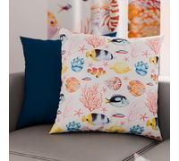 PETTI Artigiani Italiani - Lot de 2 Taies d'Oreillers 35x35 cm 100% Microfibre Hypoallergénique, Housse Oreiller Rectangulaire Blanc Marine 05, Paquet de 2, Fabriqué en Italie