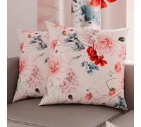 PETTI Artigiani Italiani - Lot de 2 Taies d'Oreillers 50x50 cm 100% Microfibre Hypoallergénique, Housse Oreiller Rectangulaire Motif Floral Rose, Paquet de 2, Fabriqué en Italie