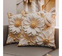PETTI Artigiani Italiani - Lot de 2 Taies d'Oreillers 50x50 cm 100% Microfibre Hypoallergénique, Housse Oreiller Rectangulaire Motif Floral 05 13, Paquet de 2, Fabriqué en Italie