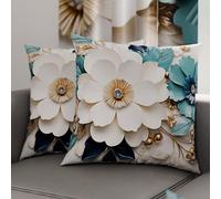PETTI Artigiani Italiani - Lot de 2 Taies d'Oreillers 50x50 cm 100% Microfibre Hypoallergénique, Housse Oreiller Rectangulaire Motif Floral 05 19, Paquet de 2, Fabriqué en Italie