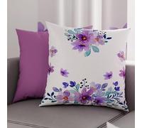 PETTI Artigiani Italiani - Lot de 2 Taies d'Oreillers 60x60 cm 100% Microfibre Hypoallergénique, Housse Oreiller Rectangulaire Floral Lilas, Paquet de 2, Fabriqué en Italie