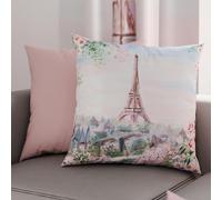 PETTI Artigiani Italiani - Lot de 2 Taies d'Oreillers 80x80 cm 100% Microfibre Hypoallergénique, Housse Oreiller Rectangulaire Paris Rose, Paquet de 2, Fabriqué en Italie