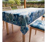 PETTI Artigiani Italiani - Nappe Anti-Taches Carrée (140 x 140 cm) Couvre-Table de Cuisine, Motif Corail Bleu, X4 Places, 100% fabriquée en Italie