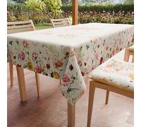 PETTI Artigiani Italiani - Nappe Anti-Taches Carrée (140 x 140 cm) Couvre-Table de Cuisine, Motif Floral Beige, X4 Places, 100% fabriquée en Italie