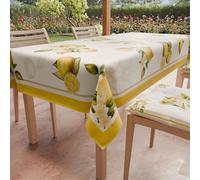 PETTI Artigiani Italiani - Nappe Anti-Taches Carrée (140 x 140 cm) Couvre-Table de Cuisine, Motif Lemon 02, X4 Places, 100% fabriquée en Italie
