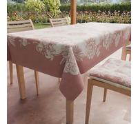 PETTI Artigiani Italiani - Nappe Anti-Taches Carrée (140 x 140 cm) Couvre-Table de Cuisine, Motif Pivoines Vieux Rose, X4 Places, 100% fabriquée en Italie