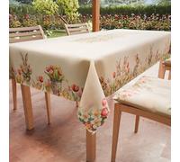 PETTI Artigiani Italiani - Nappe Anti-Taches Carrée (140 x 140 cm) Couvre-Table de Cuisine, Motif Tulipes, X4 Places, 100% fabriquée en Italie