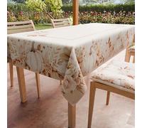 PETTI Artigiani Italiani - Nappe Anti-Taches Rectangulaire (140 x 240 cm) Couvre-Table de Cuisine, Motif Fleurs d'automne et Citrouilles, X12 Places, 100% fabriquée en Italie