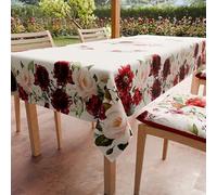 PETTI Artigiani Italiani - Nappe Anti-Taches Rectangulaire (140 x 300 cm) Couvre-Table de Cuisine, Motif Floral Bordeaux, X14 Places, 100% fabriquée en Italie